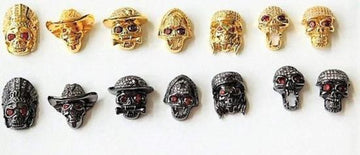 CZ Micro Pave Skeleton Bead, 2 pcs Skull Head Focal Beads #962, Cowboy